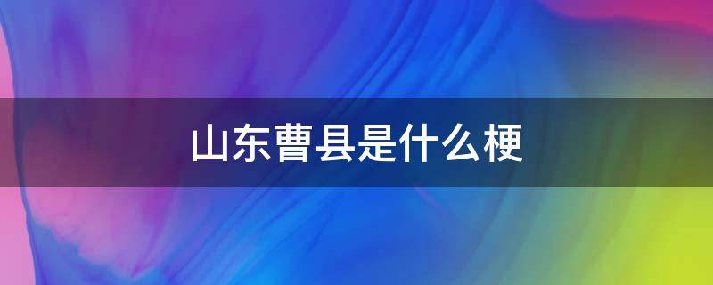 山東曹縣是什么梗 山東曹縣是啥梗