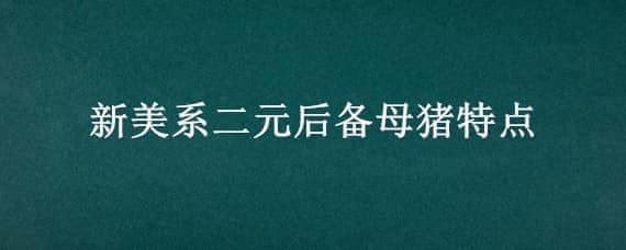 新美系二元后备母猪特点 新美系二元母猪是怎样育成的