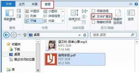 Windows8怎么显示或隐藏文件扩展名