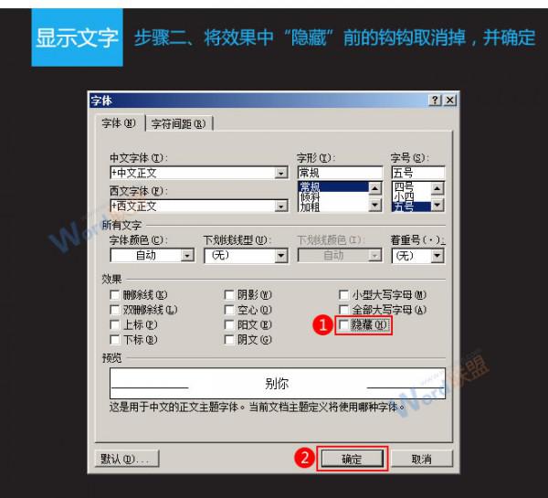 Word2007如何隱藏和顯示文字