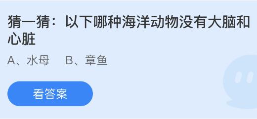 螞蟻莊園今日答案最新4.12：以下哪種海洋動(dòng)物沒有大腦和心臟？