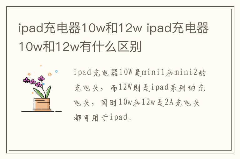 ipad充电器10w和12w ipad充电器10w和12w有什么区别